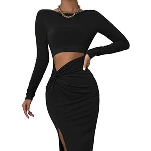 black dress with cut out.